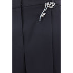 Blue Wool Casual Pants