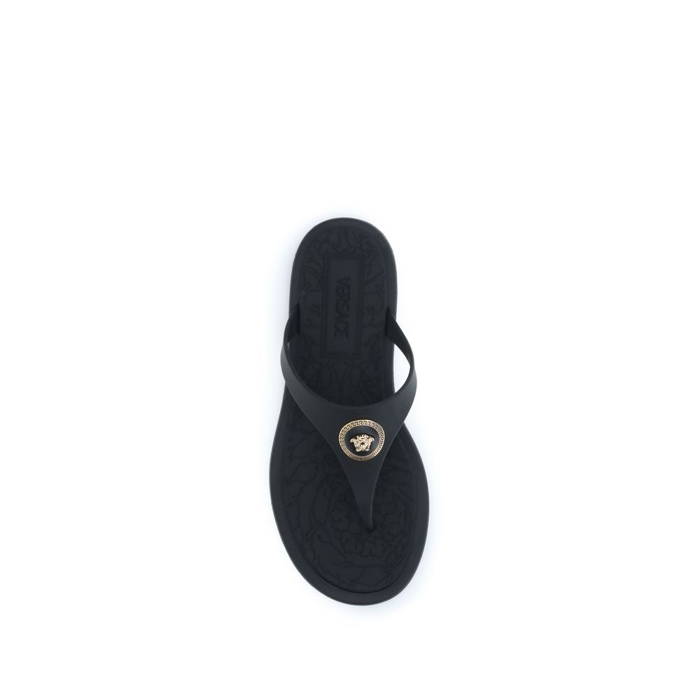 Black Rubber Flip-Flop Sandals