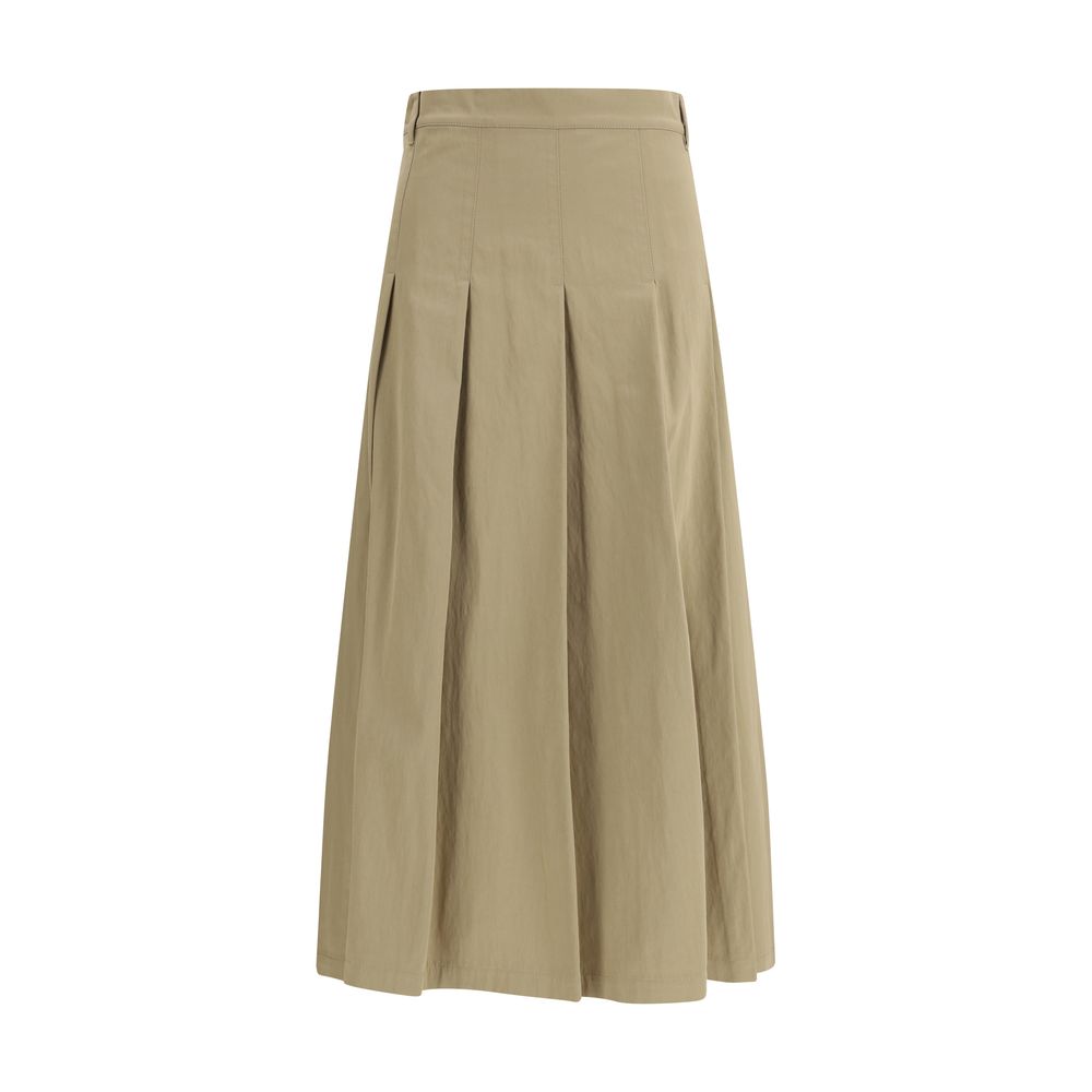 Brown Cotton Midi Skirt