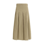 Brown Cotton Midi Skirt