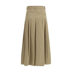 Brown Cotton Midi Skirt