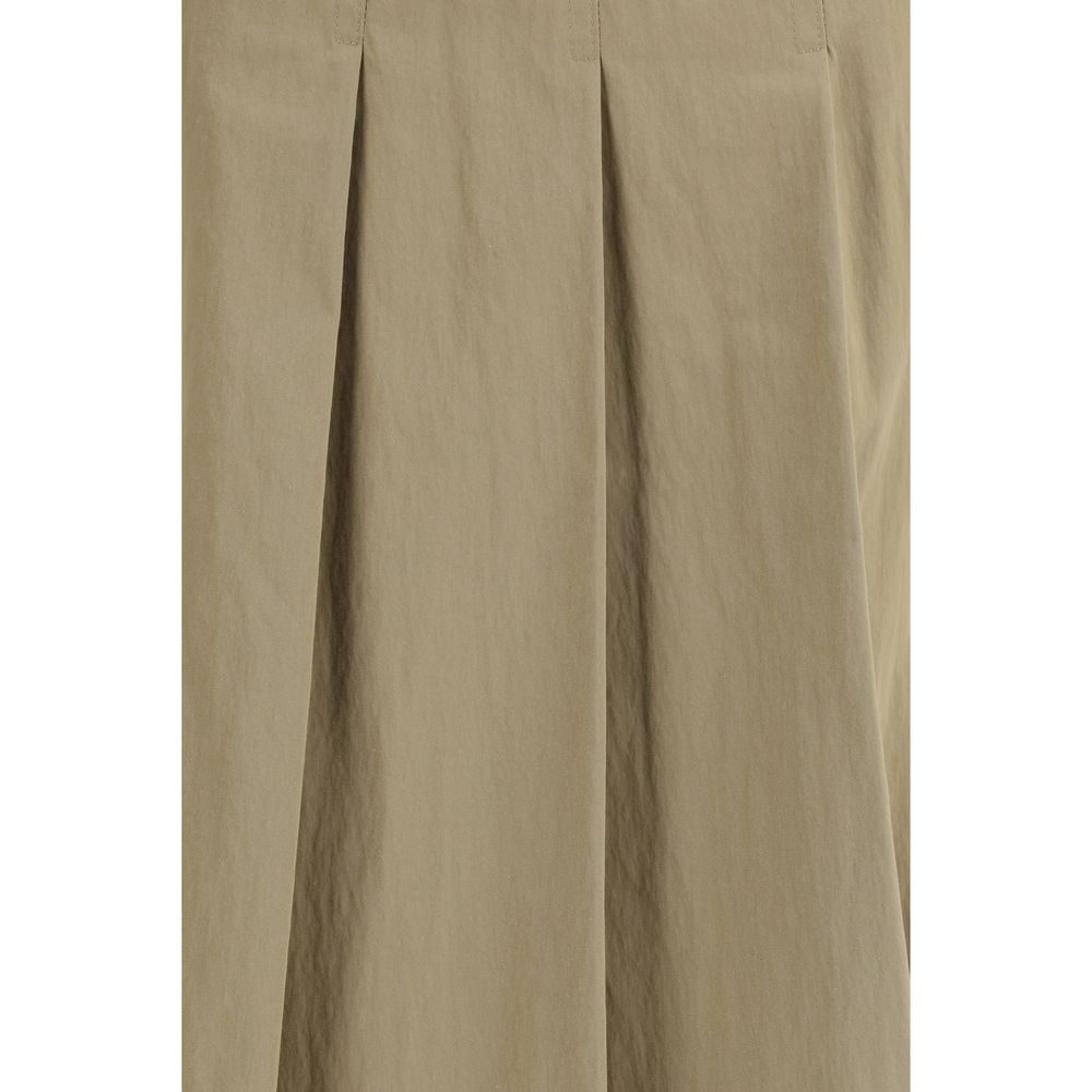 Brown Cotton Midi Skirt