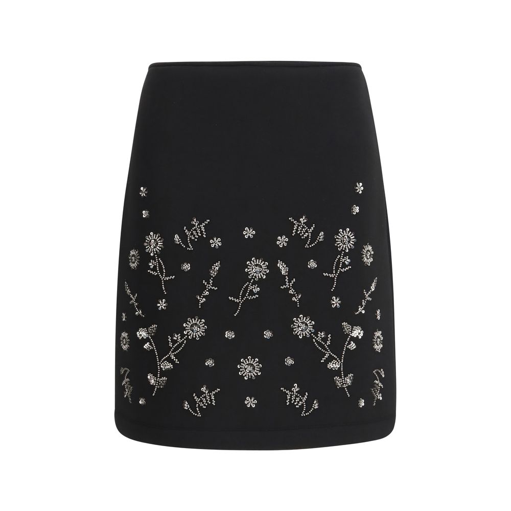 Black Polyester Mini Skirt