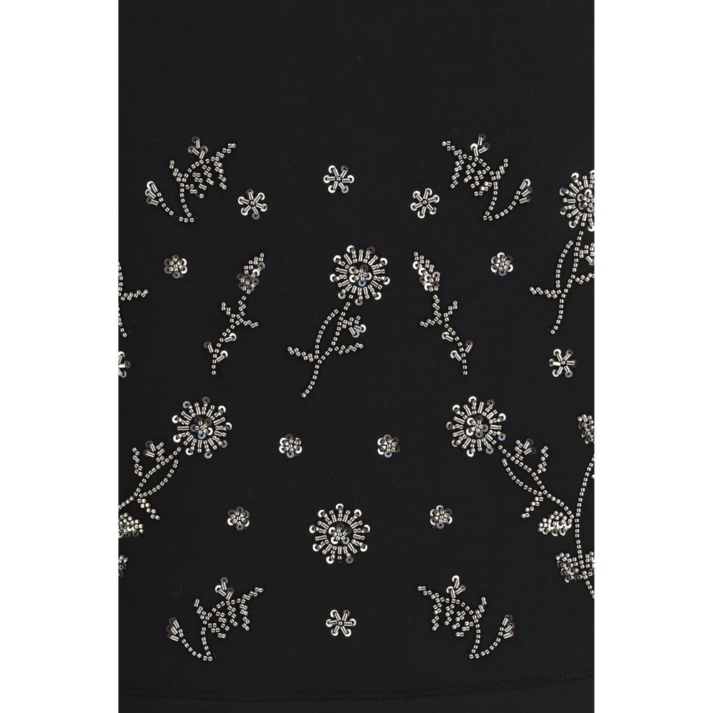 Black Polyester Mini Skirt