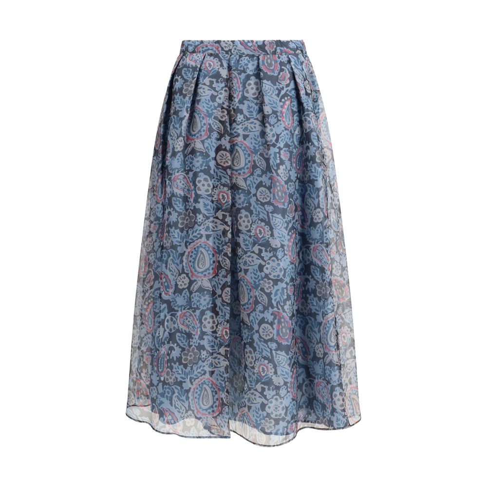Multicolor Silk Long Skirt