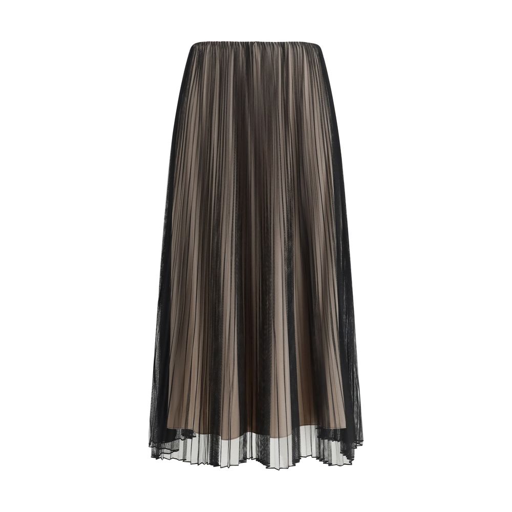 Black Polyester Long Skirt