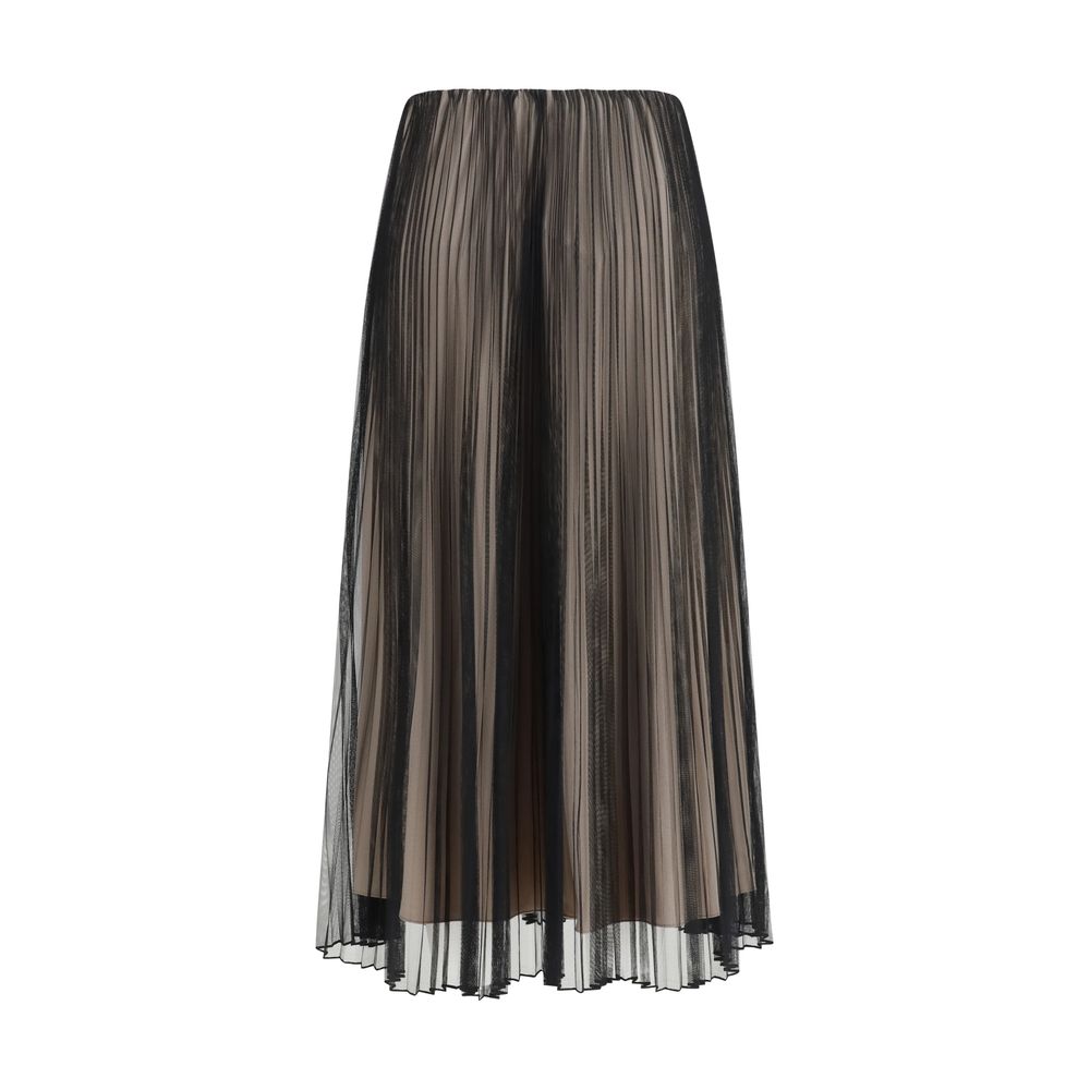 Black Polyester Long Skirt