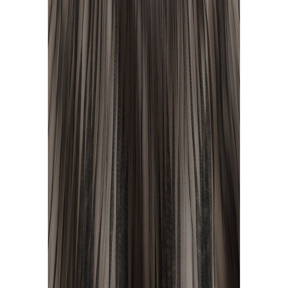Black Polyester Long Skirt