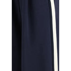 Blue Cotton Casual Pants