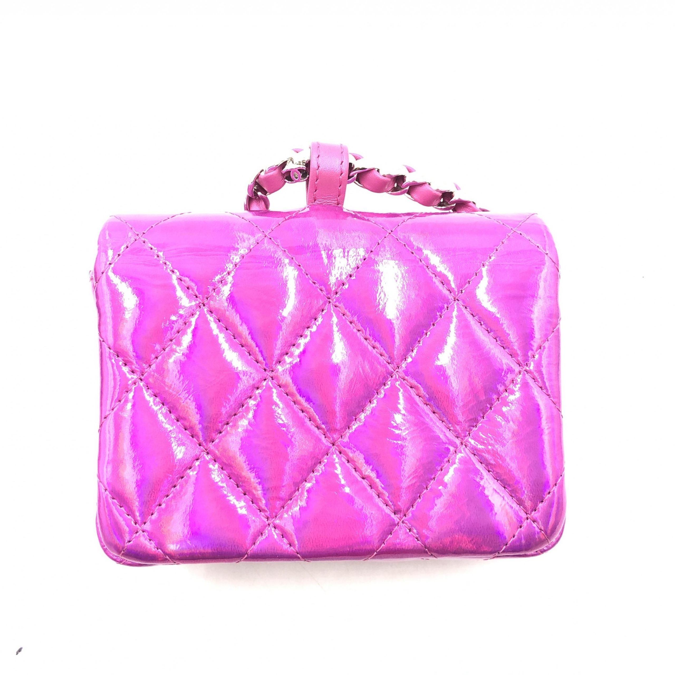 Iridescent Pink Quilted Leather Pouch