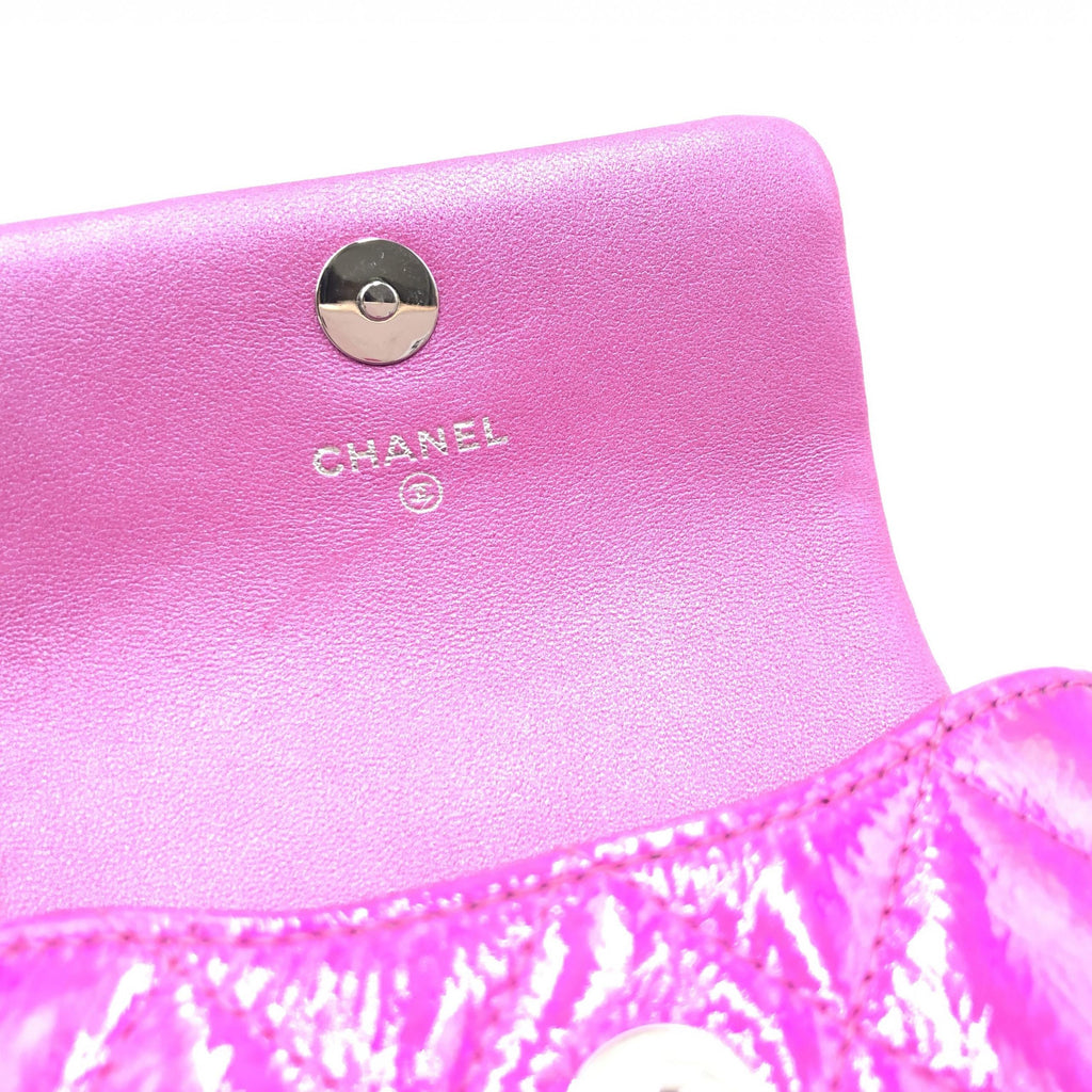 Iridescent Pink Quilted Leather Pouch