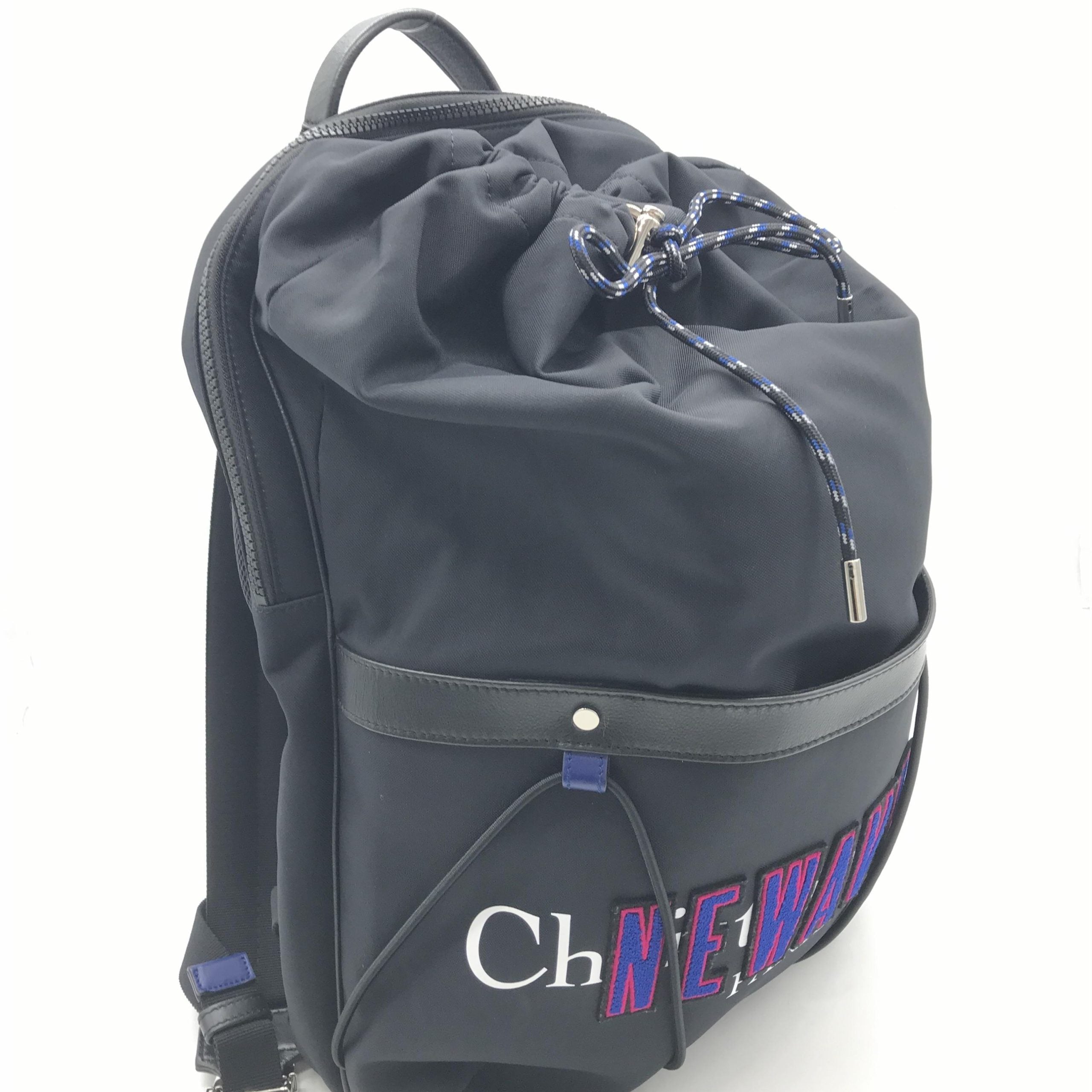 Newave Drawstring Nylon Backpack In Black