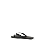 Black Calf Leather Bos Taurus Flip-Flop Sandals