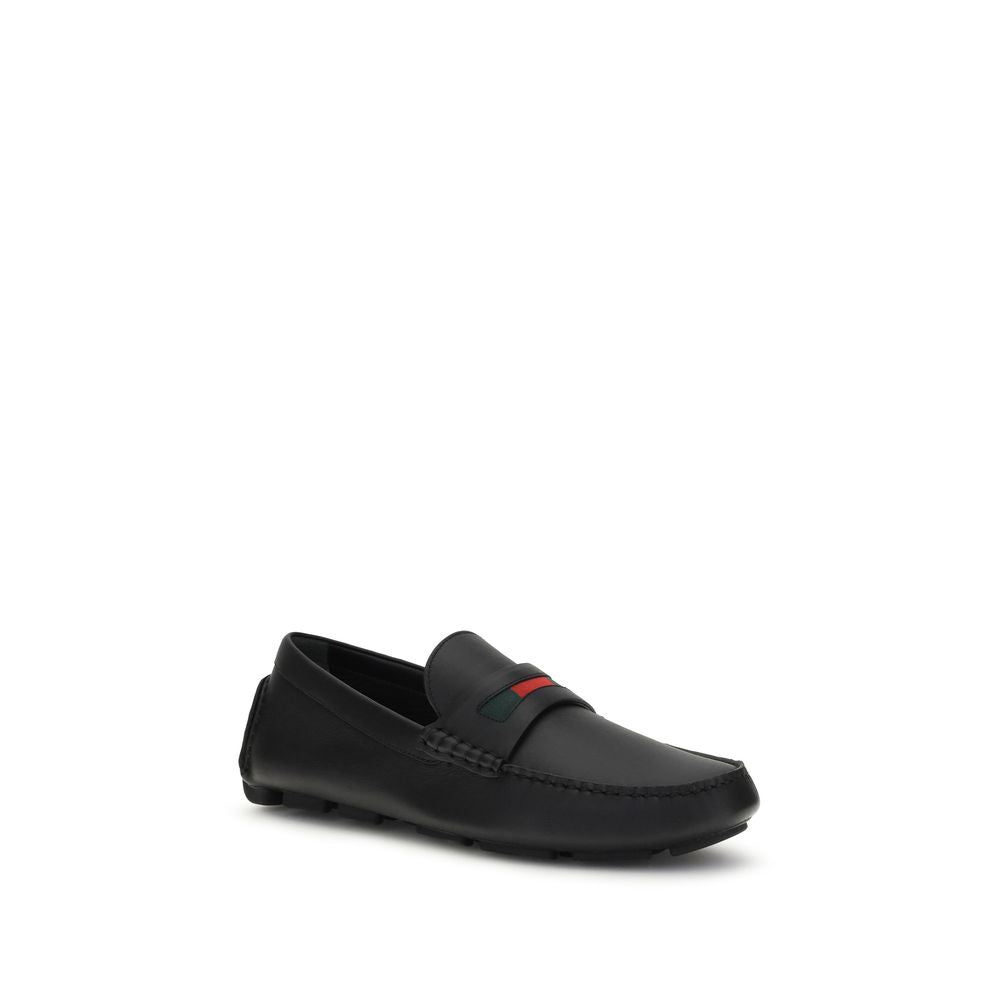 Black Calf Leather Bos Taurus Slip-On Loafers