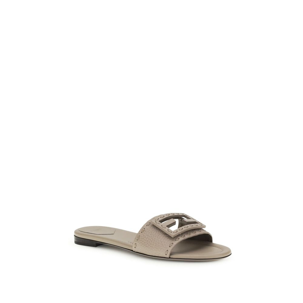 Gray Calf Leather Bos Taurus Flat Sandals