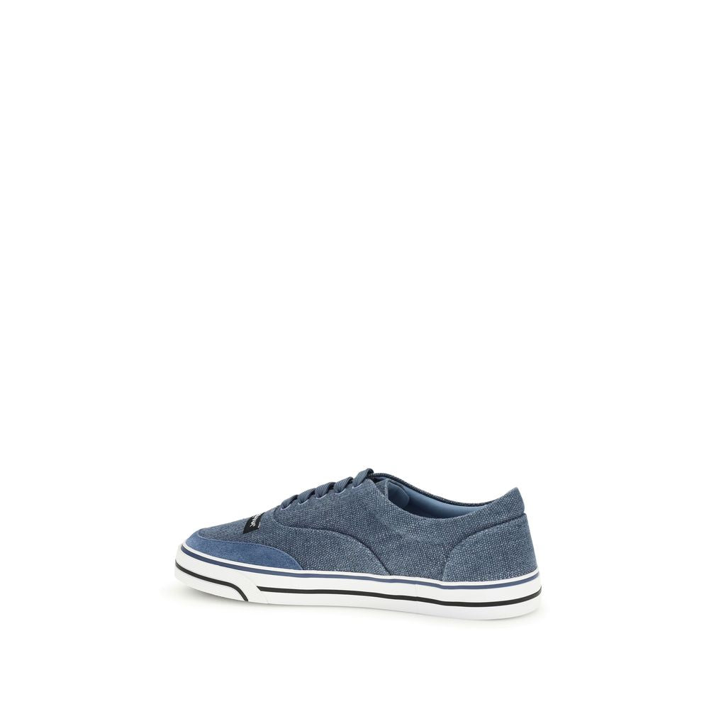 Blue Linen Low Top Sneakers