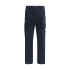 Blue Cotton Cargo Pants