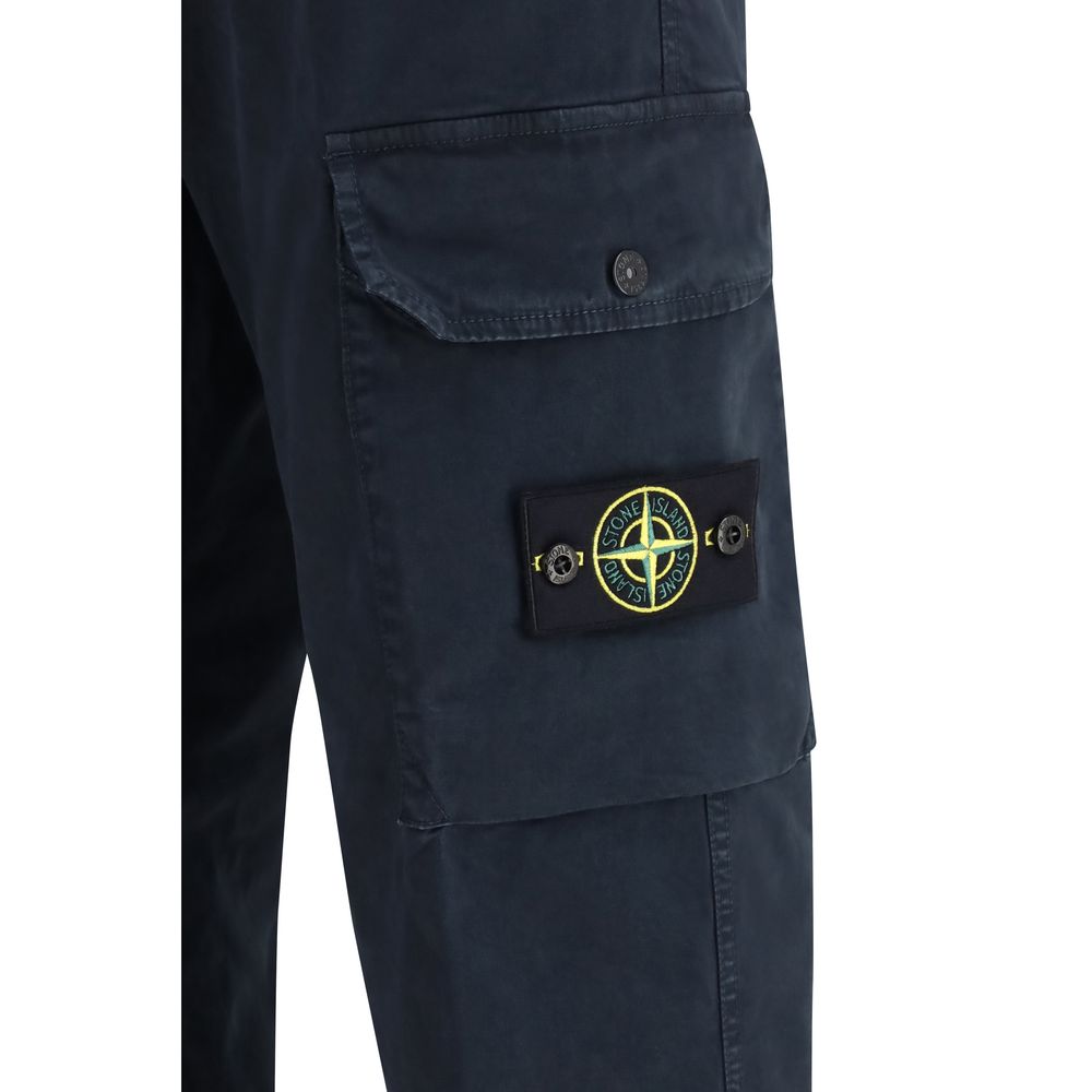 Blue Cotton Cargo Pants