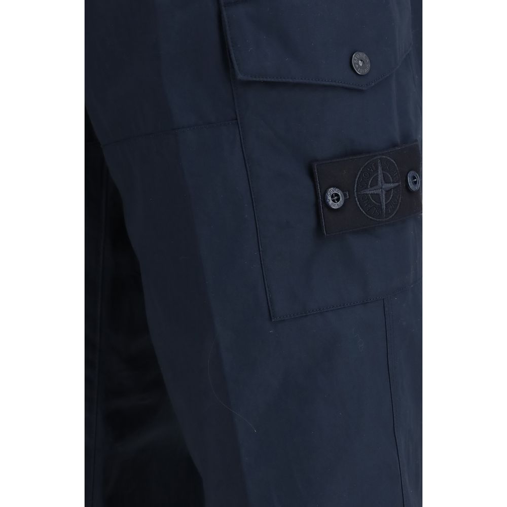 Blue Cotton Cargo Pants