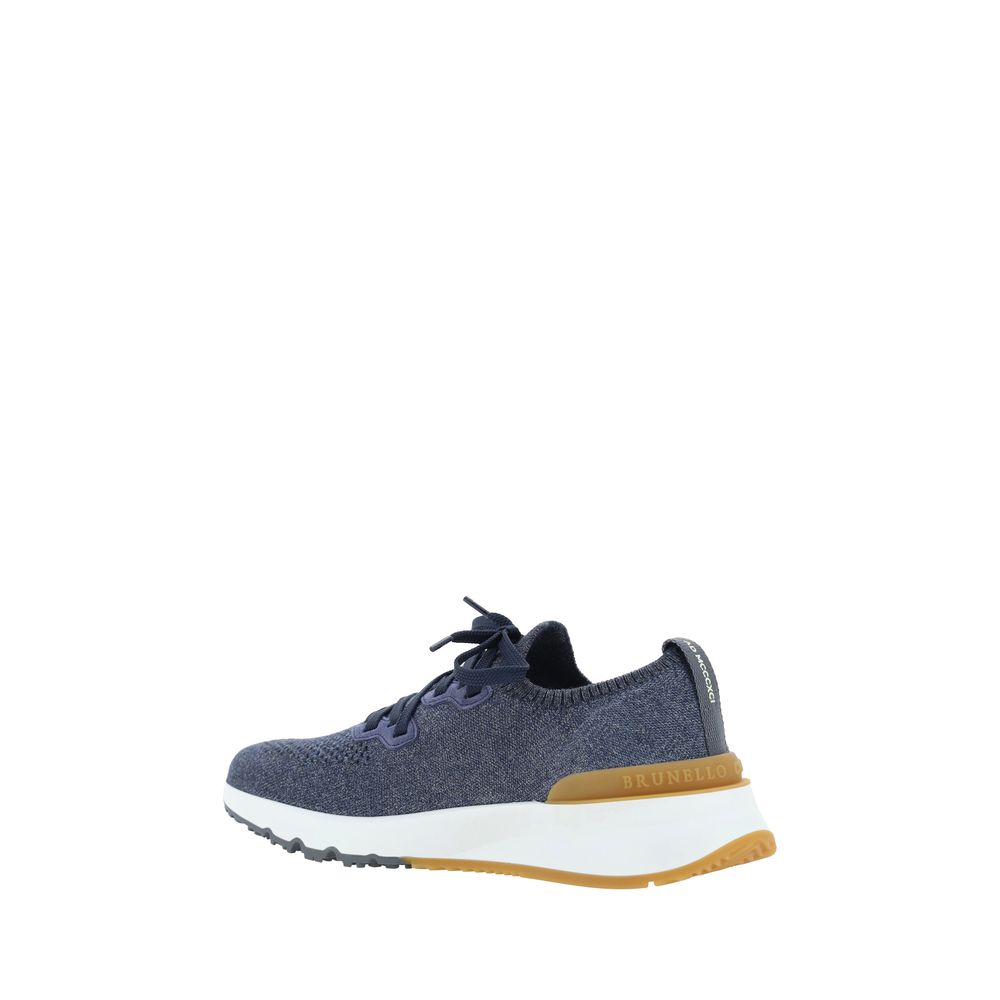 Blue Cotton Athletic Sneakers