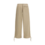 Beige Cotton Casual Pants