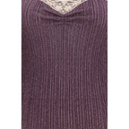 Purple Viscose Sleeveles T-Shirt