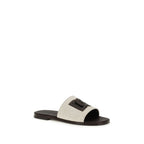 Beige Calf Leather Bos Taurus Flat Sandals