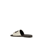 Beige Calf Leather Bos Taurus Flat Sandals