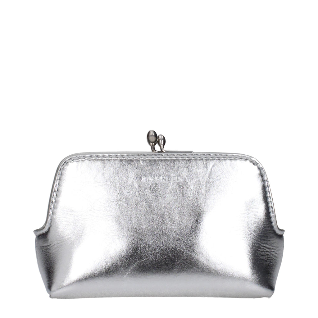 Gray Leather Crossbody Bag