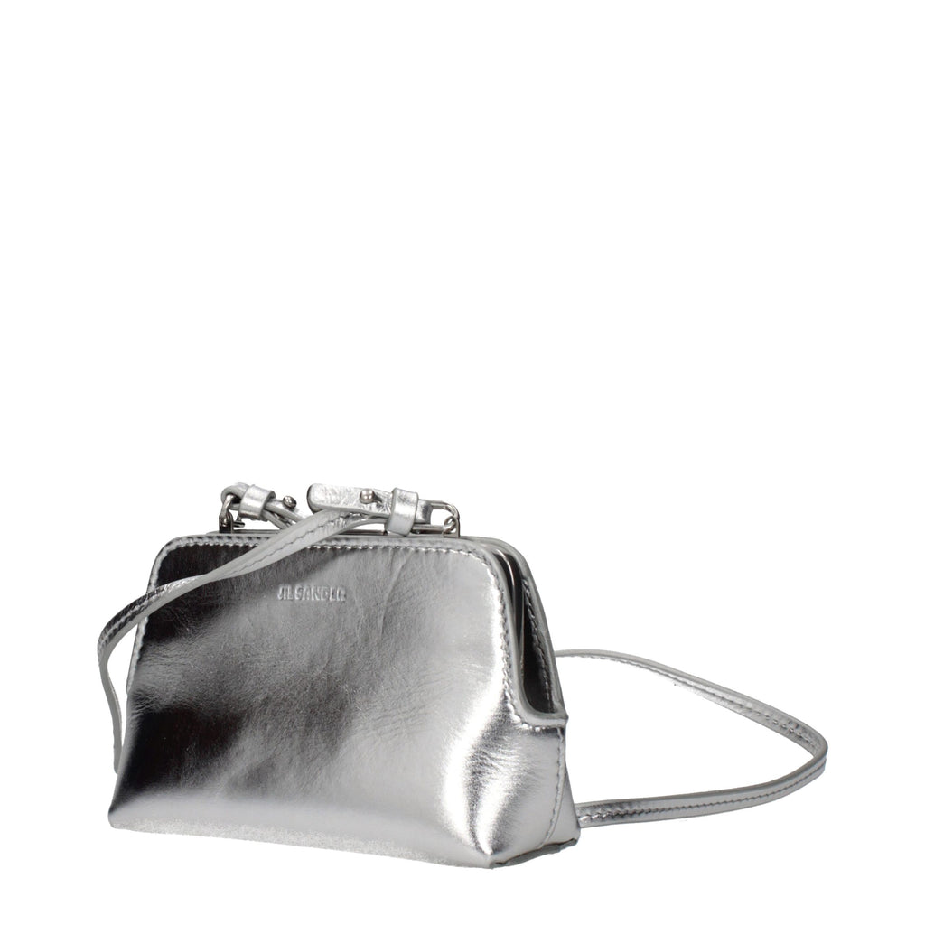 Gray Leather Crossbody Bag