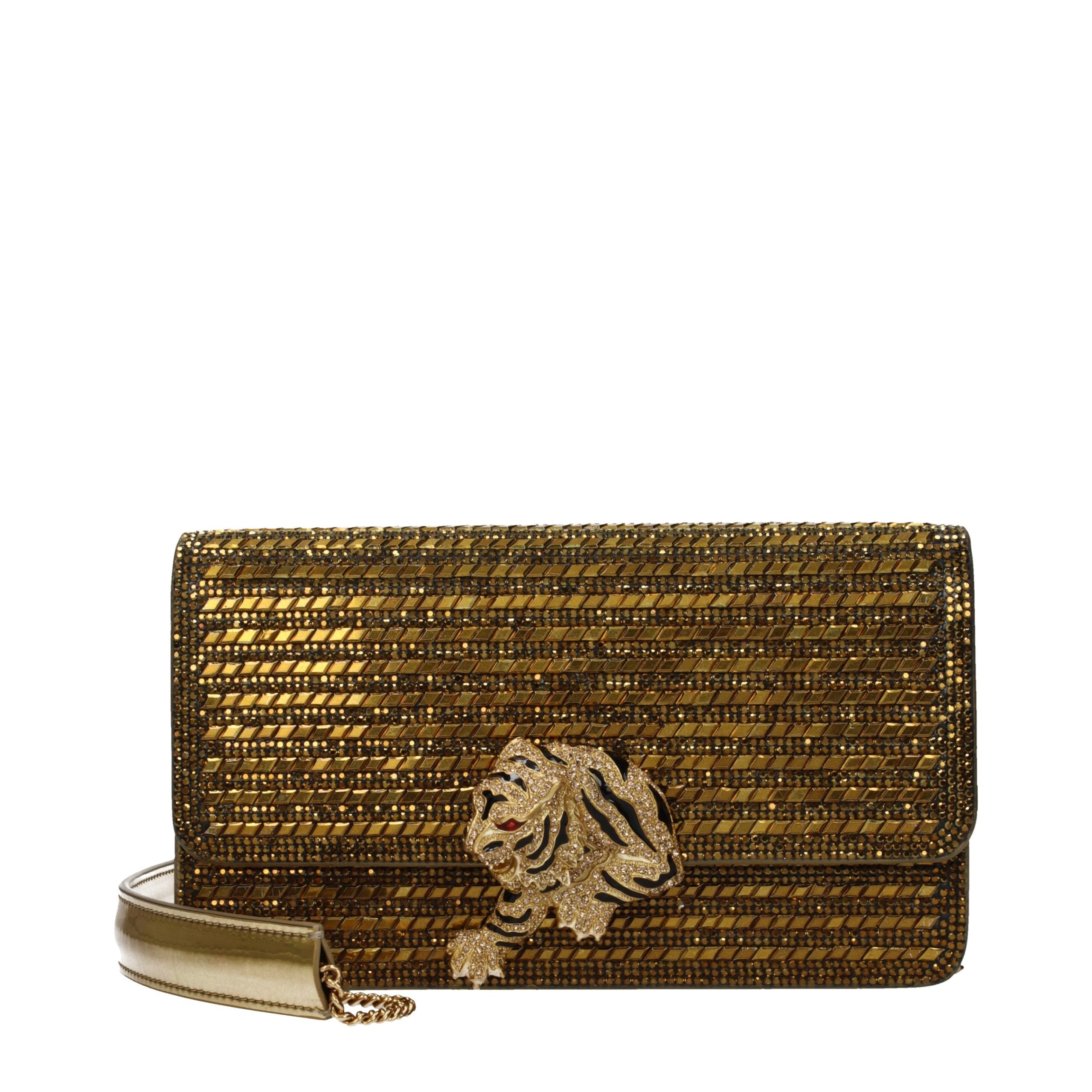 Gold Leather Clutch Bag