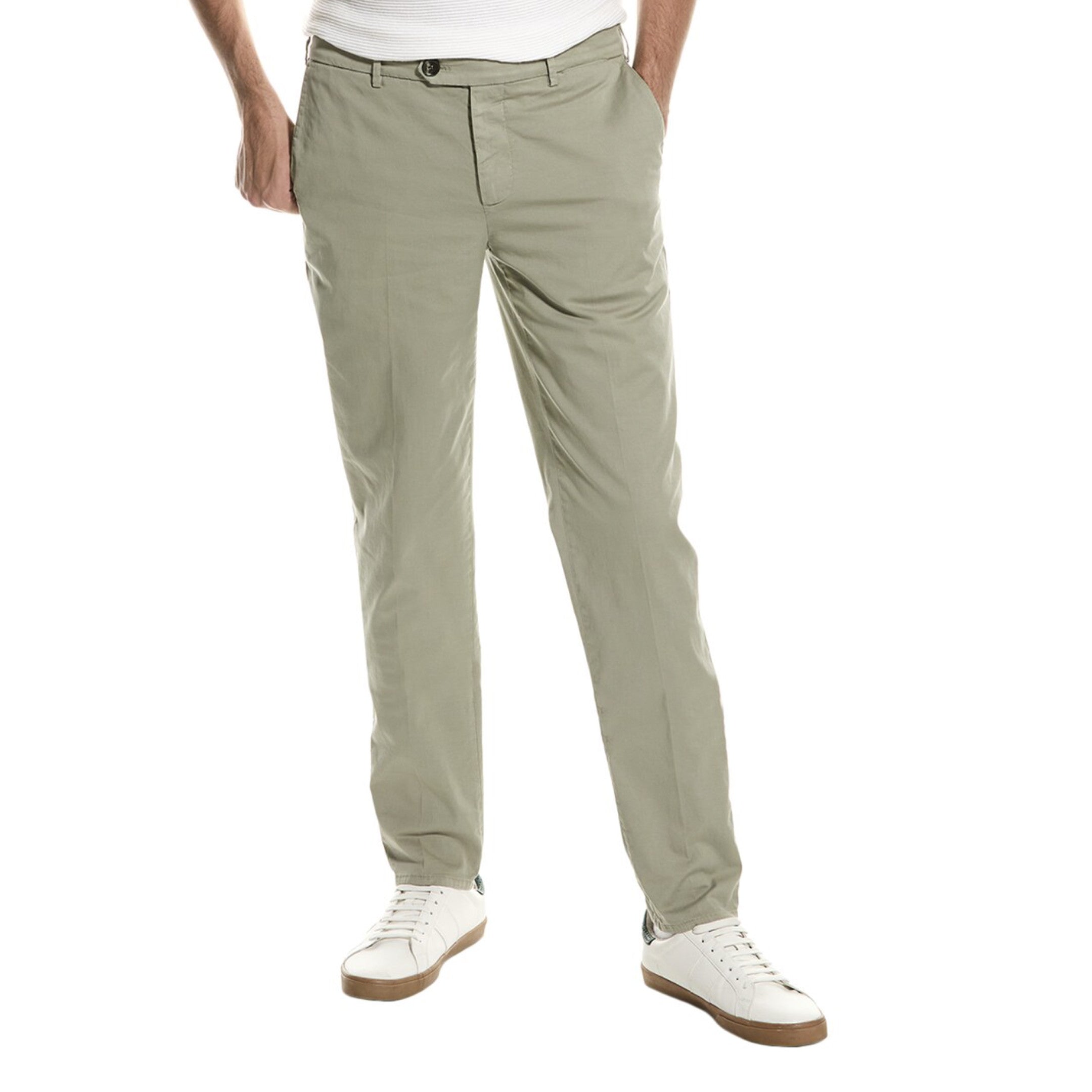 Green Cotton Casual Pants