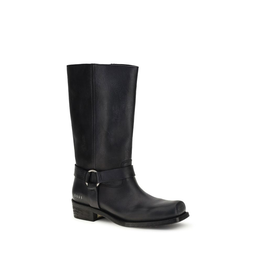 Black Calf Leather Bos Taurus Ankle Boots