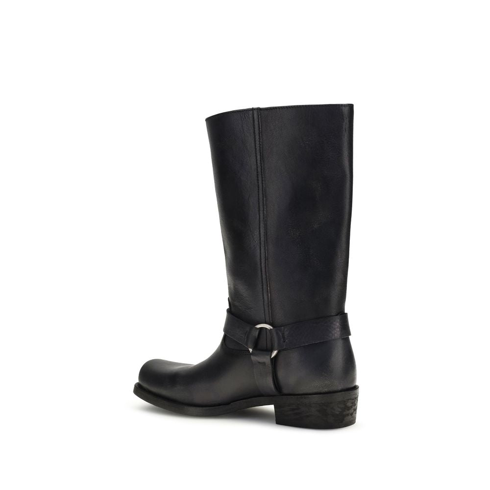 Black Calf Leather Bos Taurus Ankle Boots