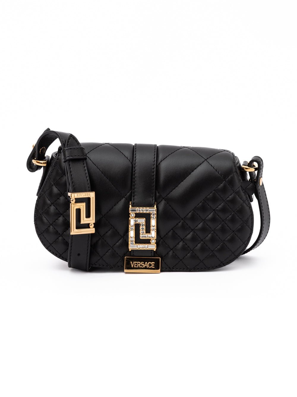Black Leather Quilted Shoulder Strap Bag