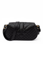 Black Leather Quilted Shoulder Strap Bag