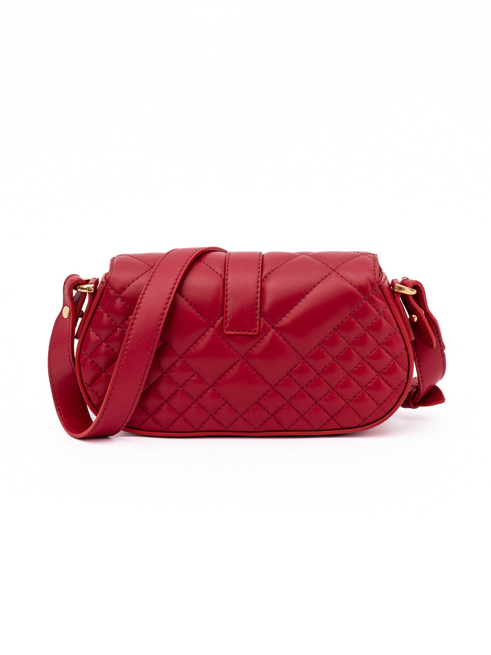 Red Leather Quilted Shoulder Strap Bag