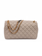 Taupe Quilted Leather Shoulder Strap Bag