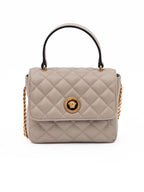 Taupe Quilted Leather Handbag
