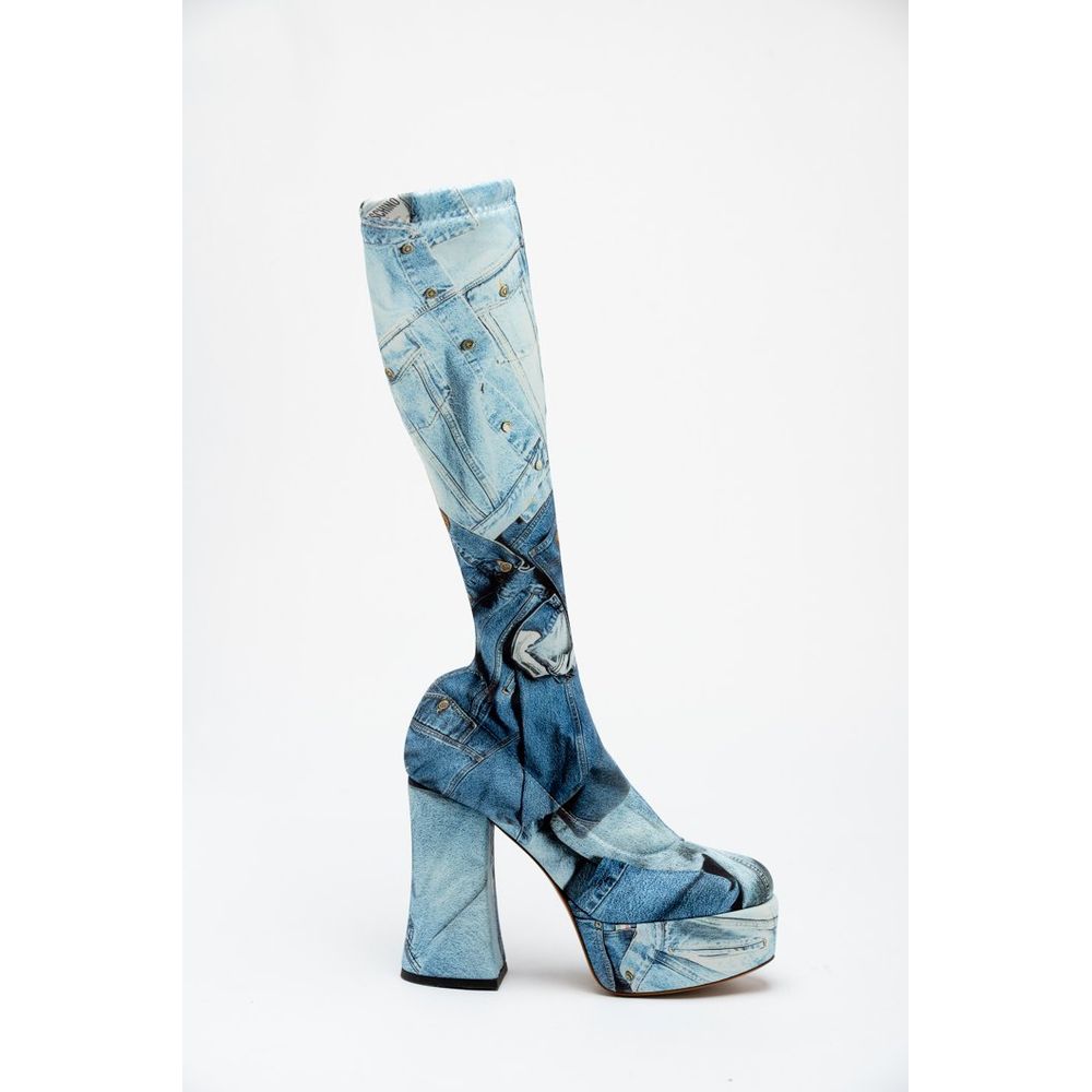 Multicolor Polyester High Heel Boots