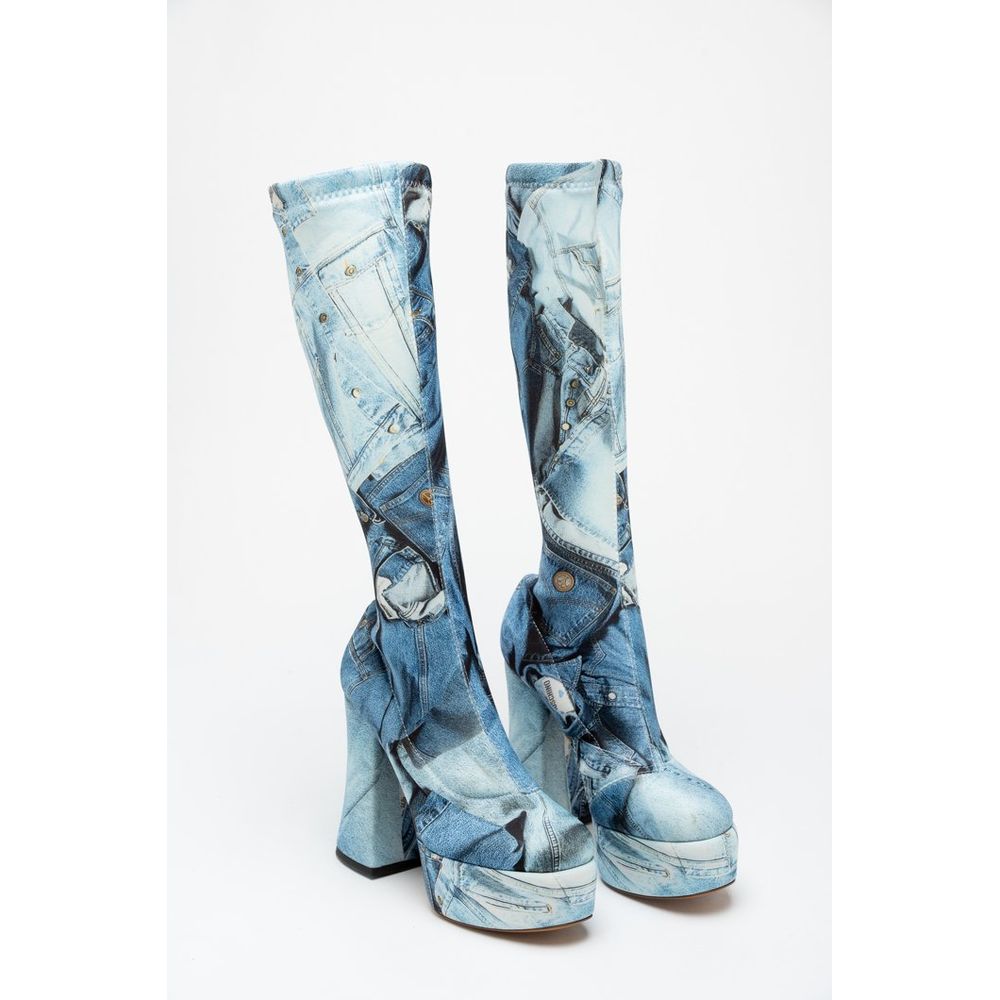 Multicolor Polyester High Heel Boots