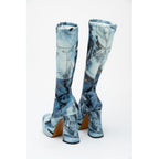 Multicolor Polyester High Heel Boots