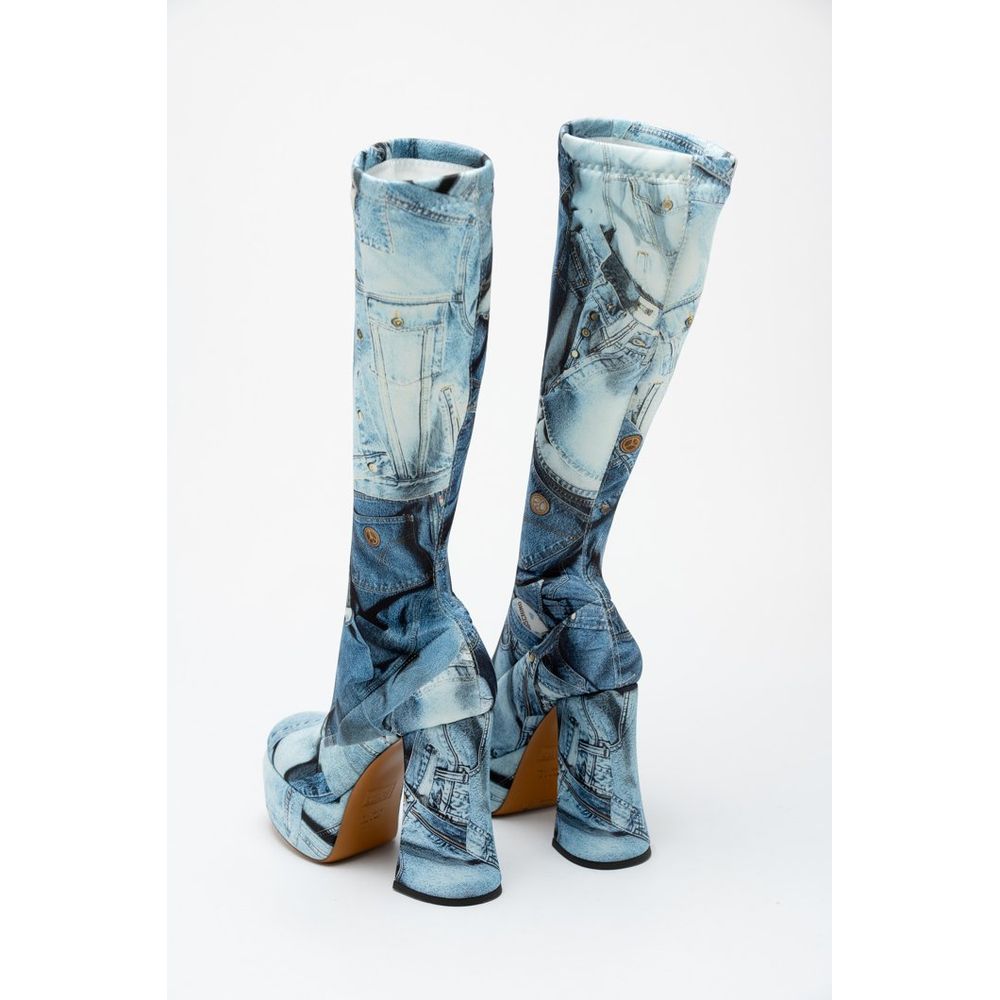 Multicolor Polyester High Heel Boots