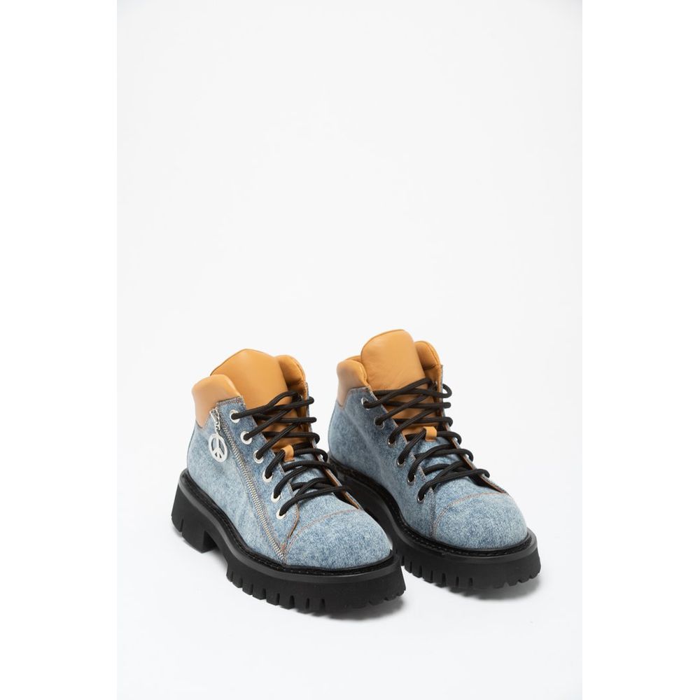 Multicolor Cotton Lace-Up Boots