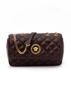 Brown Quilted Leather Shoulder Strap Bag