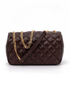 Brown Quilted Leather Shoulder Strap Bag
