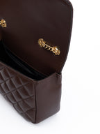 Brown Quilted Leather Shoulder Strap Bag