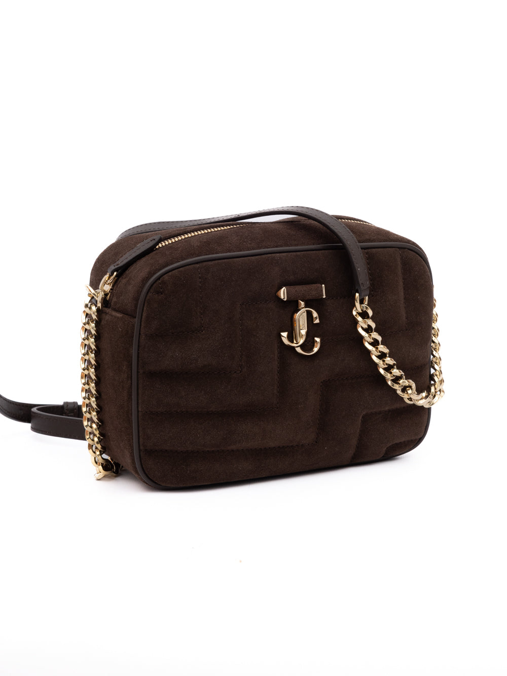 Brown Suede Avenue Camera Crossbody Bag