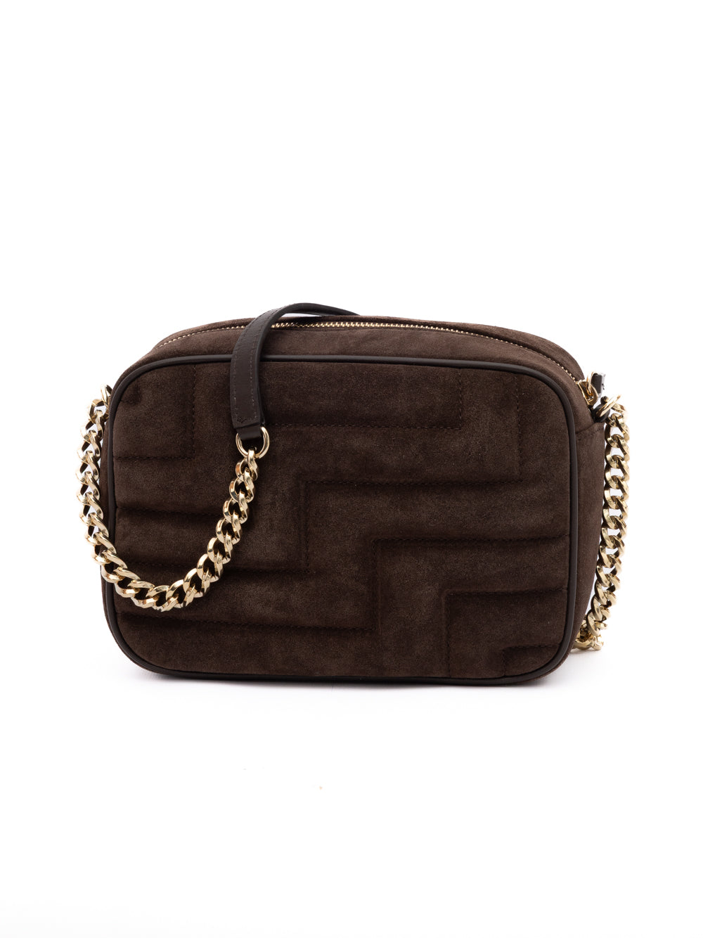 Brown Suede Avenue Camera Crossbody Bag
