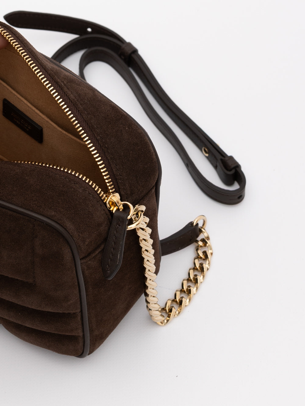 Brown Suede Avenue Camera Crossbody Bag